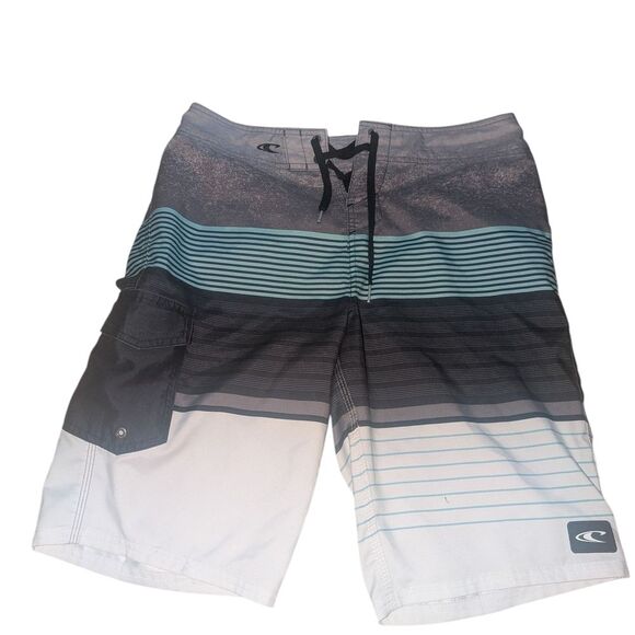 🛍️ O'Neill Men's Swim Board Shorts in Black, Gray, and Blue - Picture 1 of 3